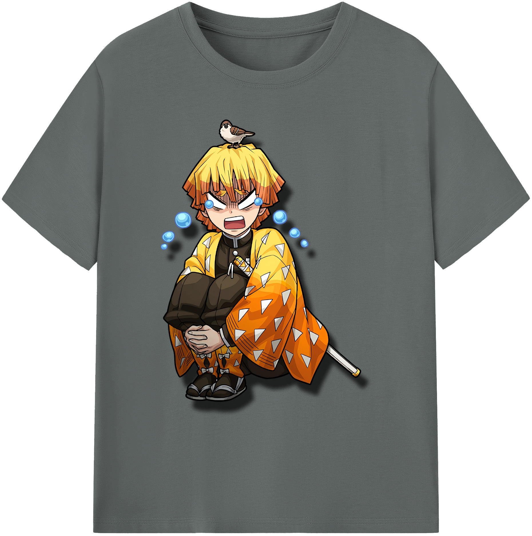 （画像用） 鬼滅の刃（きめつのやいば）我妻 善逸／あがつま ぜんいつ Agatsuma Zenitsu 綿100％ メンズ半袖Tシャツ｜肌触りやわらか＆通気性
